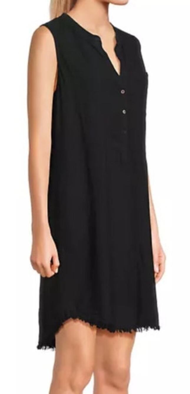 Nic + Zoe dress Rumba linen sleeveless minidress black size X-Small XS